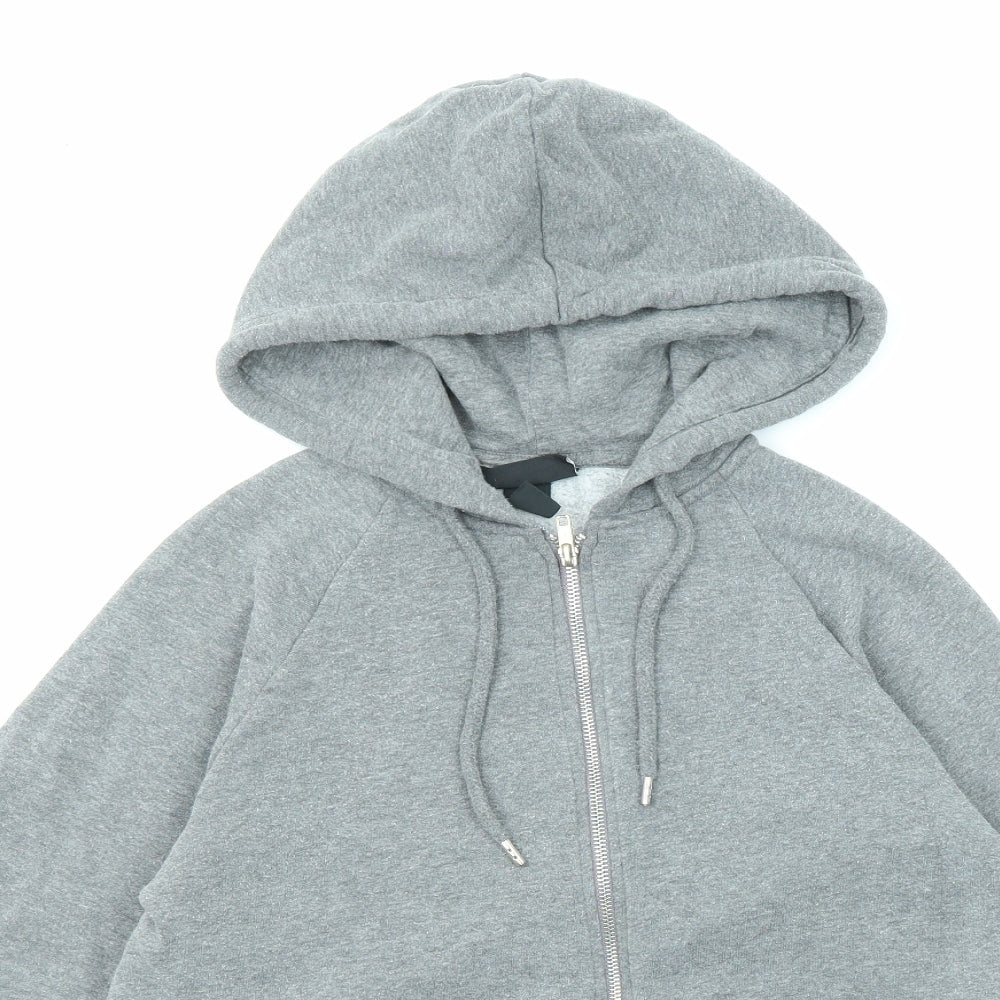 Monki Womens Grey Cotton Full Zip Hoodie Size XS Zip