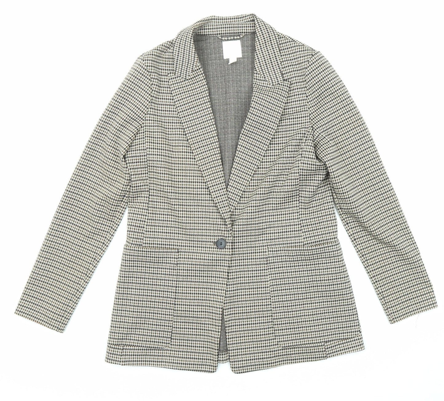 H&M Womens Multicoloured Geometric Jacket Blazer Size 10 Button