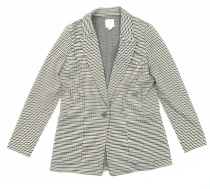 H&M Womens Multicoloured Geometric Jacket Blazer Size 10 Button