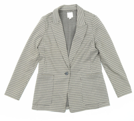 H&M Womens Multicoloured Geometric Jacket Blazer Size 10 Button