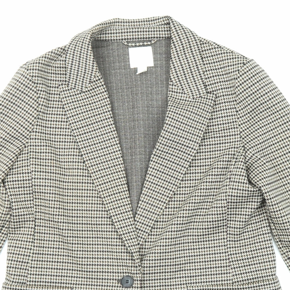 H&M Womens Multicoloured Geometric Jacket Blazer Size 10 Button