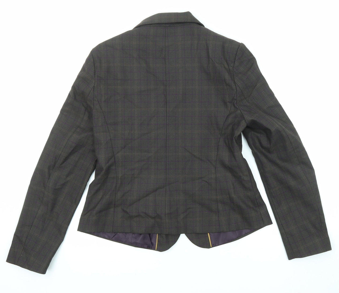 NEXT Womens Grey Plaid Polyester Jacket Suit Jacket Size 14