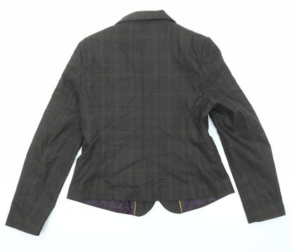 NEXT Womens Grey Plaid Polyester Jacket Suit Jacket Size 14