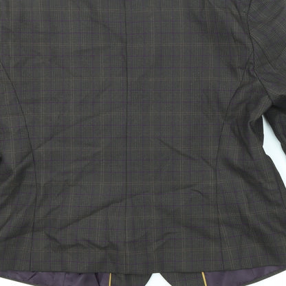 NEXT Womens Grey Plaid Polyester Jacket Suit Jacket Size 14