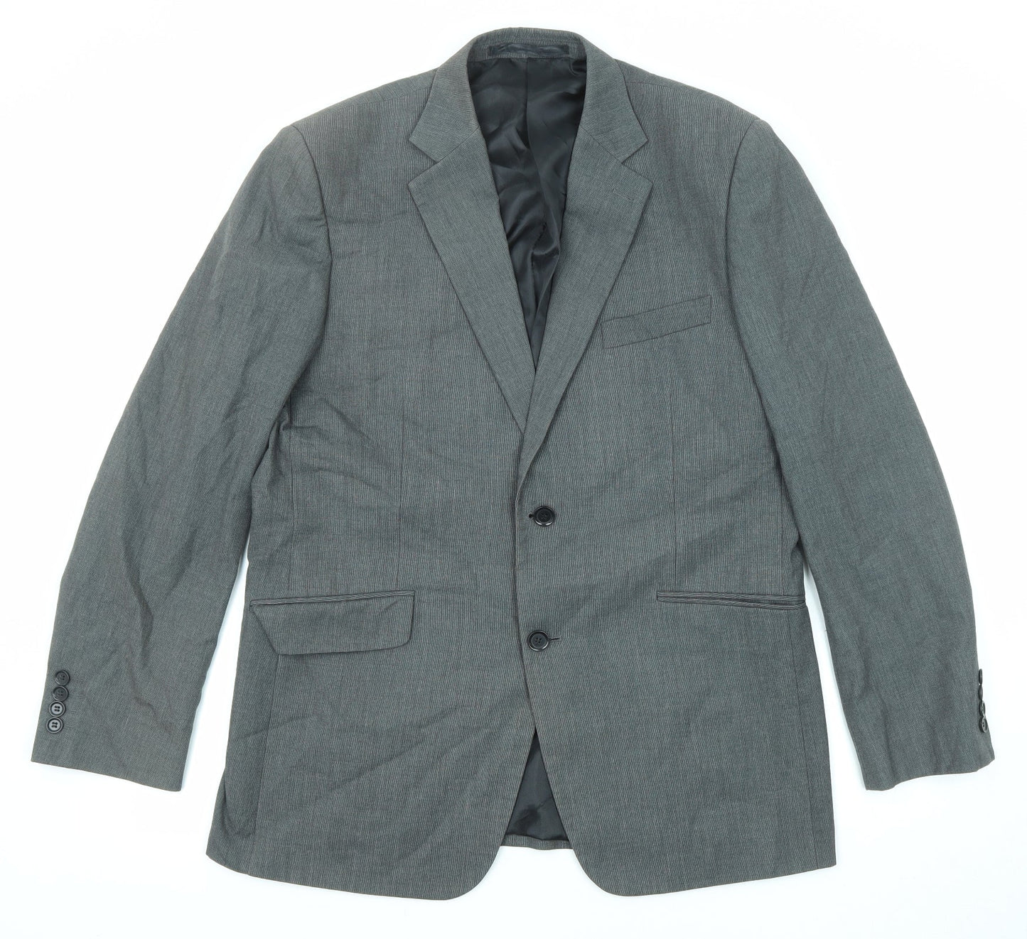 Terry de Havilland Mens Grey Polyester Jacket Suit Jacket Size 42 Regular