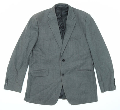 Terry de Havilland Mens Grey Polyester Jacket Suit Jacket Size 42 Regular