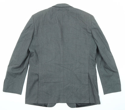 Terry de Havilland Mens Grey Polyester Jacket Suit Jacket Size 42 Regular