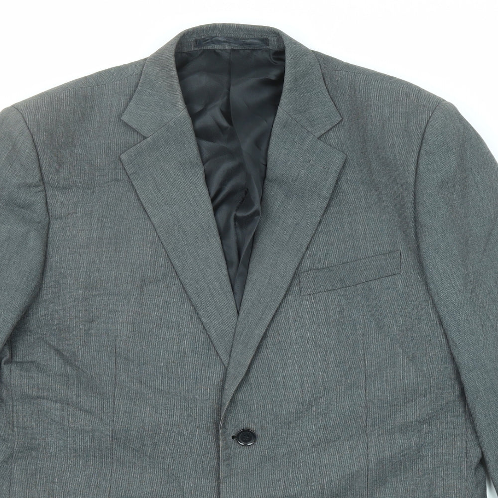 Terry de Havilland Mens Grey Polyester Jacket Suit Jacket Size 42 Regular