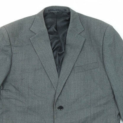 Terry de Havilland Mens Grey Polyester Jacket Suit Jacket Size 42 Regular