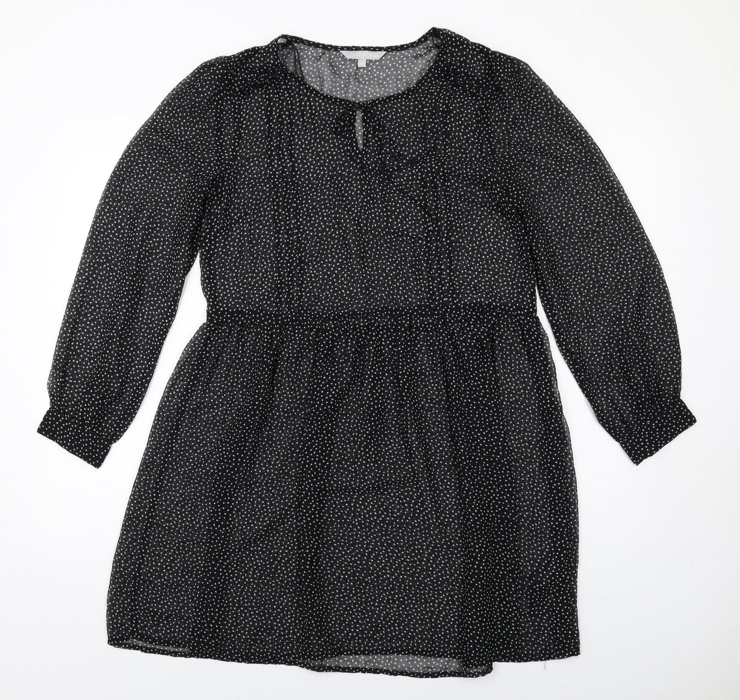Red Herring Womens Black Polka Dot Polyester A-Line Size 10 Round Neck Pullover