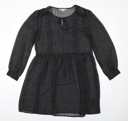 Red Herring Womens Black Polka Dot Polyester A-Line Size 10 Round Neck Pullover