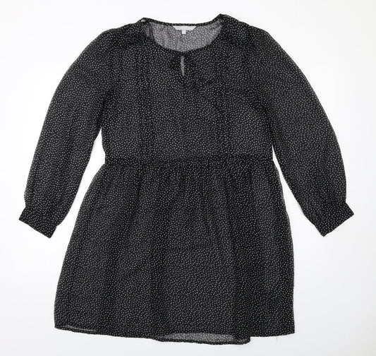 Red Herring Womens Black Polka Dot Polyester A-Line Size 10 Round Neck Pullover