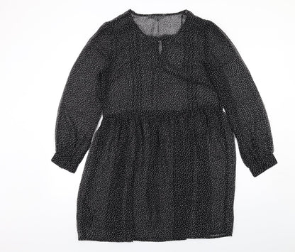 Red Herring Womens Black Polka Dot Polyester A-Line Size 10 Round Neck Pullover