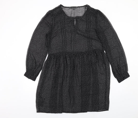 Red Herring Womens Black Polka Dot Polyester A-Line Size 10 Round Neck Pullover