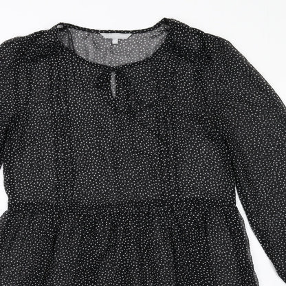 Red Herring Womens Black Polka Dot Polyester A-Line Size 10 Round Neck Pullover
