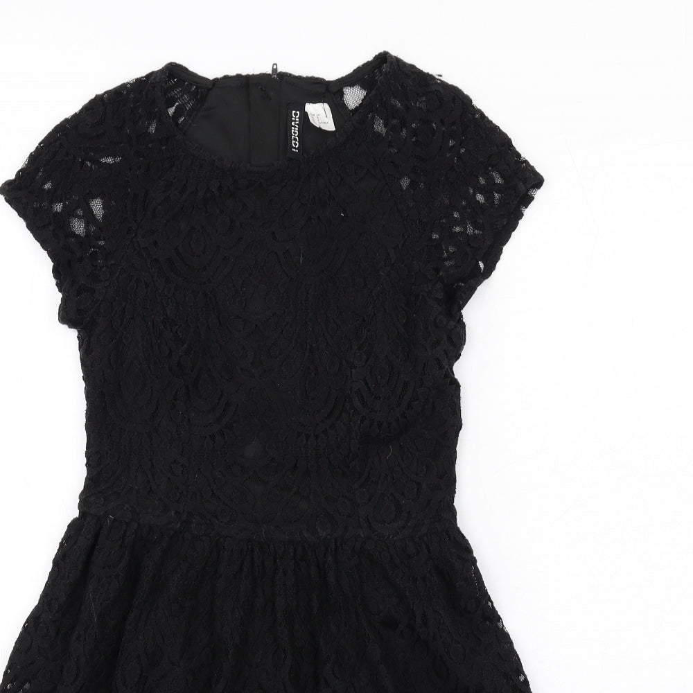H&M Womens Black Cotton A-Line Size 6 Round Neck Zip