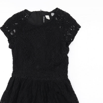 H&M Womens Black Cotton A-Line Size 6 Round Neck Zip