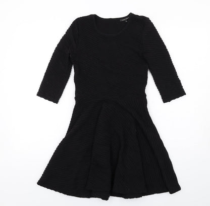 River Island Womens Black Polyester A-Line Size 8 Round Neck Zip
