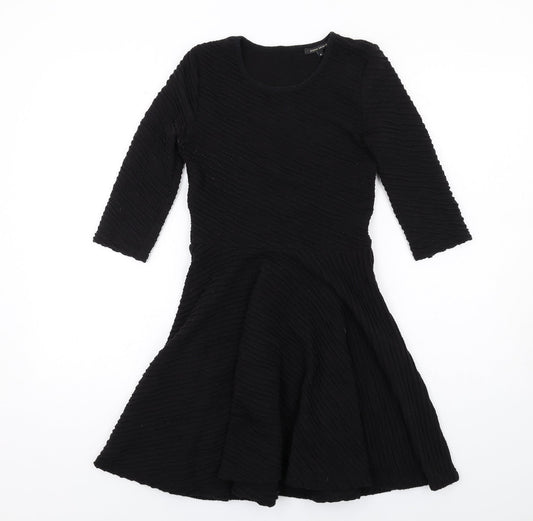River Island Womens Black Polyester A-Line Size 8 Round Neck Zip