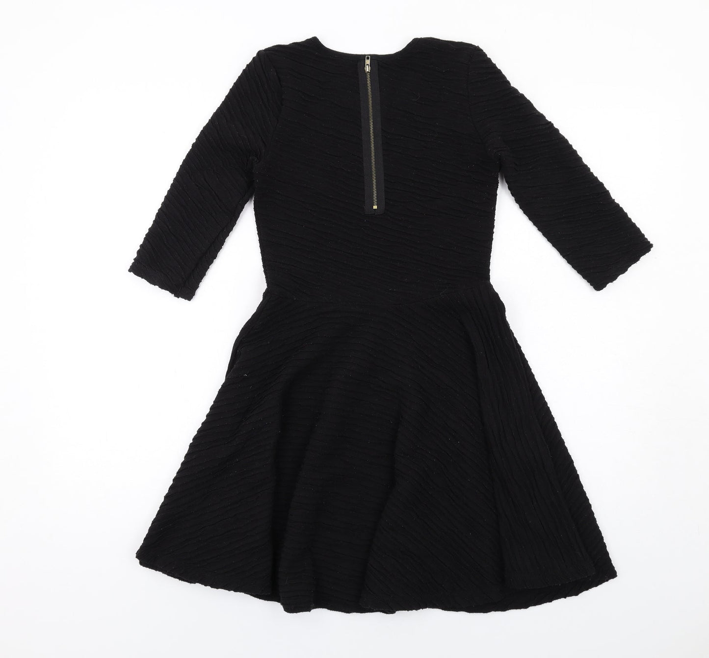 River Island Womens Black Polyester A-Line Size 8 Round Neck Zip