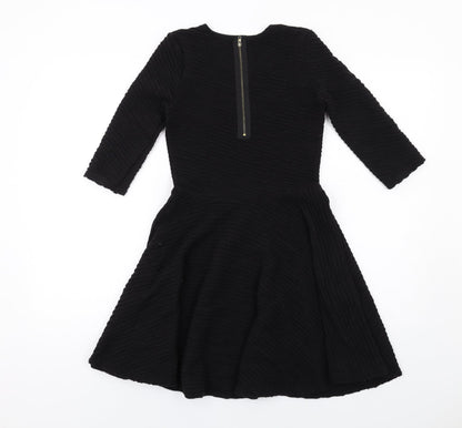 River Island Womens Black Polyester A-Line Size 8 Round Neck Zip