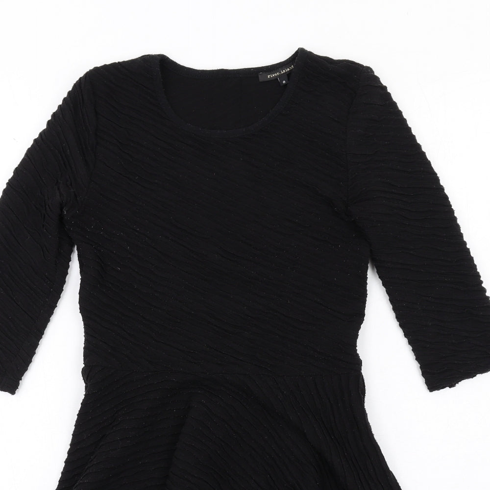 River Island Womens Black Polyester A-Line Size 8 Round Neck Zip