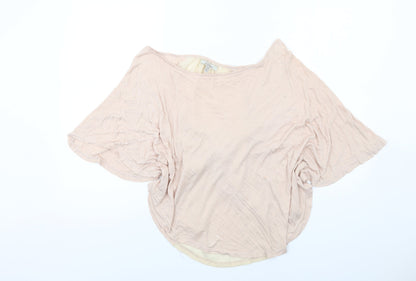 Zara Womens Pink Polyester Basic Blouse Size M Boat Neck