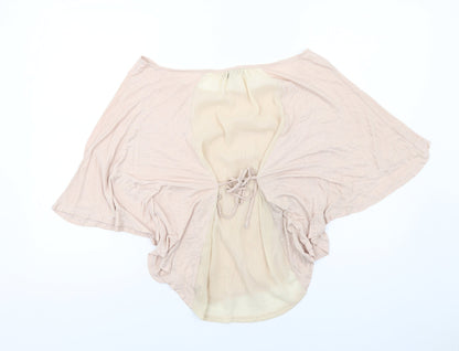 Zara Womens Pink Polyester Basic Blouse Size M Boat Neck