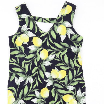 M&Co Womens Multicoloured Geometric Viscose Tank Dress Size 8 V-Neck Pullover - Lemons Print