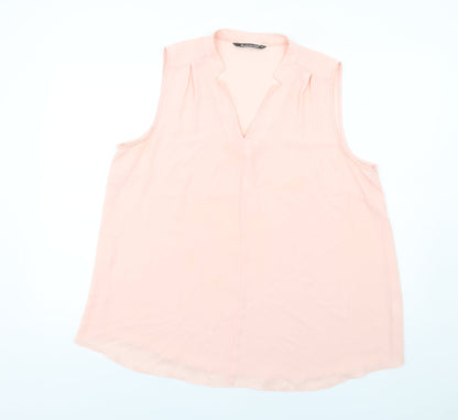 Bonmarché Womens Pink Polyester Basic Blouse Size 18 V-Neck