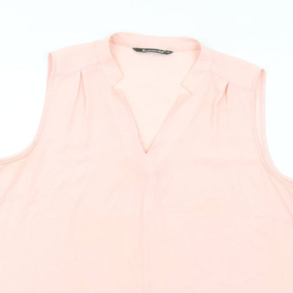 Bonmarché Womens Pink Polyester Basic Blouse Size 18 V-Neck