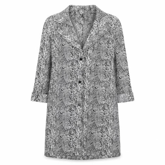 A&G Womens Black Geometric Rain Coat Coat Size 10 Snap