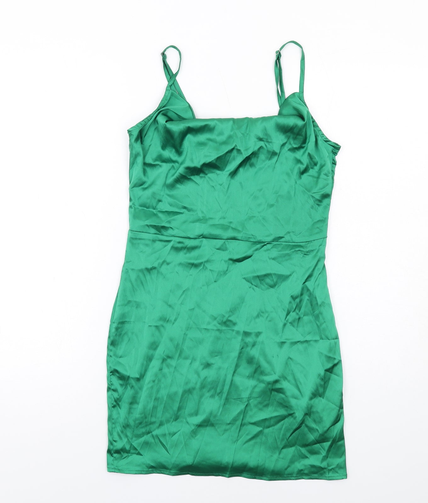 PARISIAN SIGNATURE Womens Green Polyester Slip Dress Size 10 Cowl Neck Zip