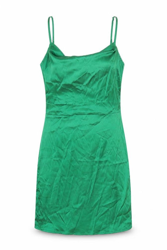 PARISIAN SIGNATURE Womens Green Polyester Slip Dress Size 10 Cowl Neck Zip