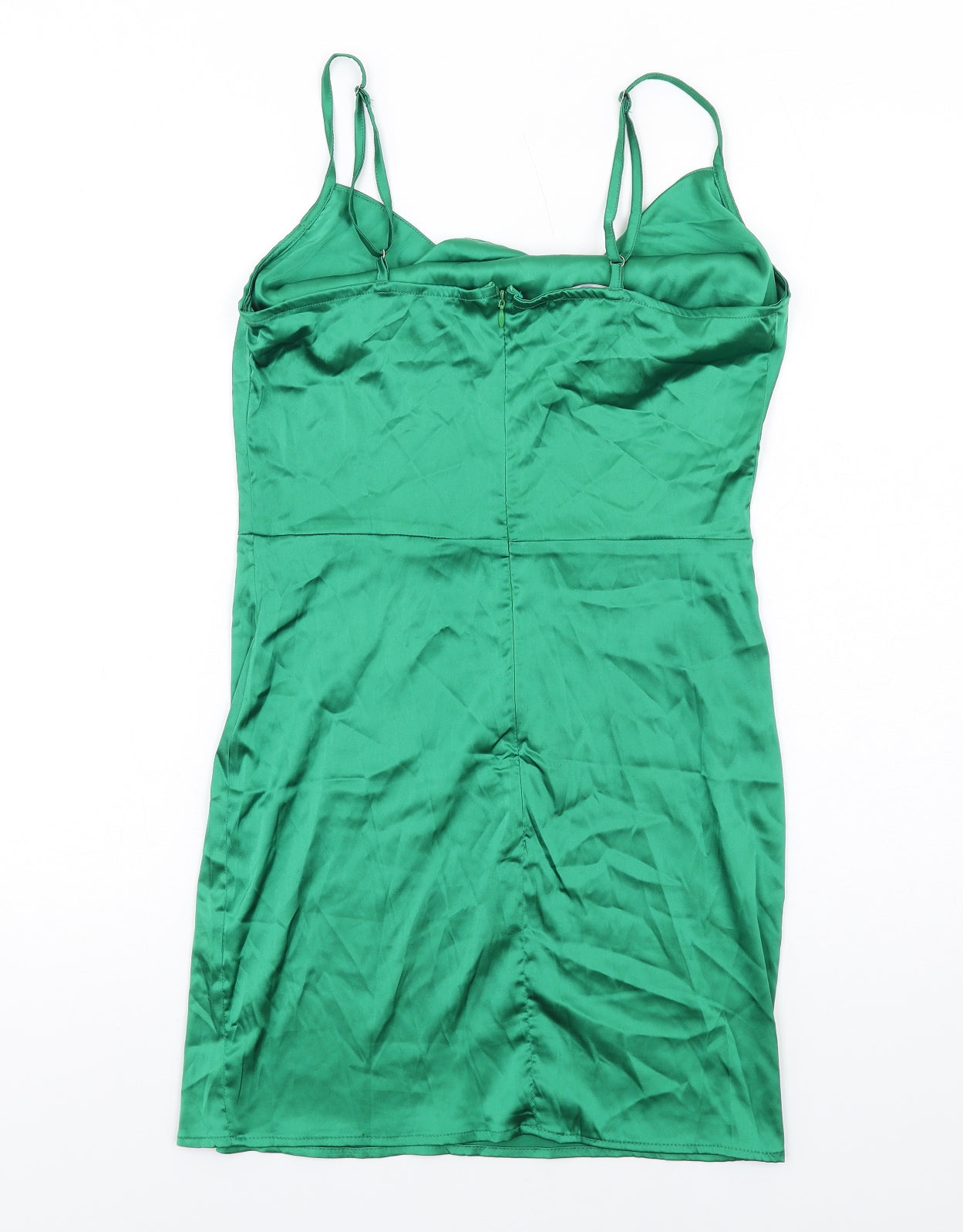 PARISIAN SIGNATURE Womens Green Polyester Slip Dress Size 10 Cowl Neck Zip