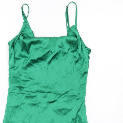 PARISIAN SIGNATURE Womens Green Polyester Slip Dress Size 10 Cowl Neck Zip