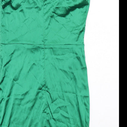PARISIAN SIGNATURE Womens Green Polyester Slip Dress Size 10 Cowl Neck Zip