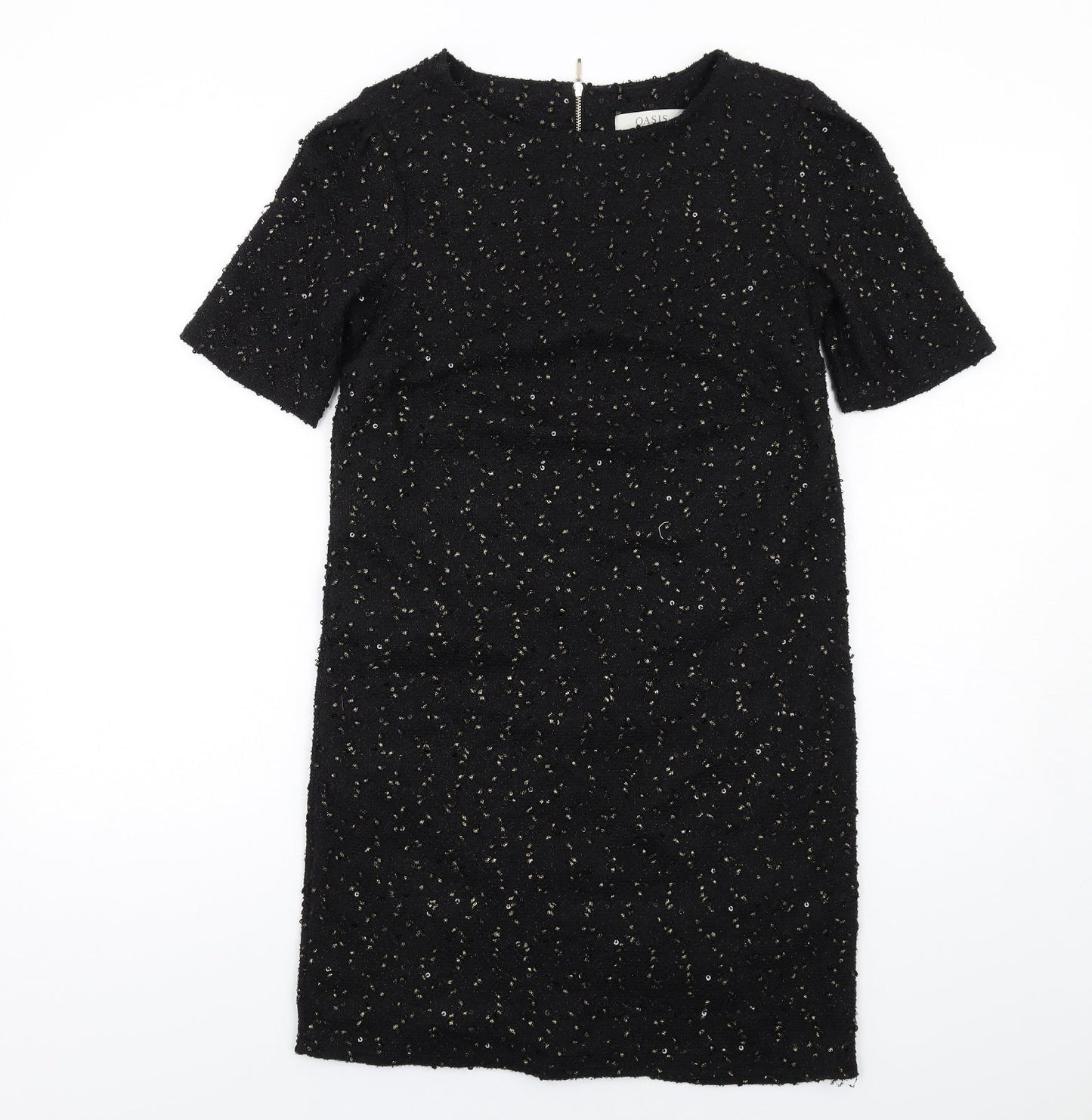 Oasis Womens Black Polyester A-Line Size XS Round Neck Zip