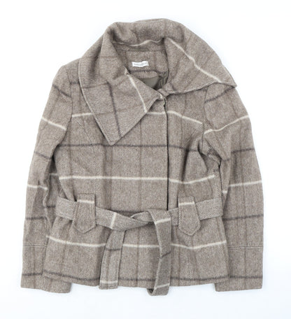 Todays Woman Womens Beige Geometric Jacket Size 14 Button
