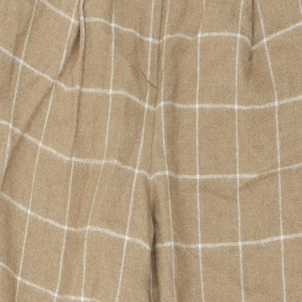 Andrea Jovine Womens Beige Check Wool Bloomer Trousers Size L L26 in Regular Zip