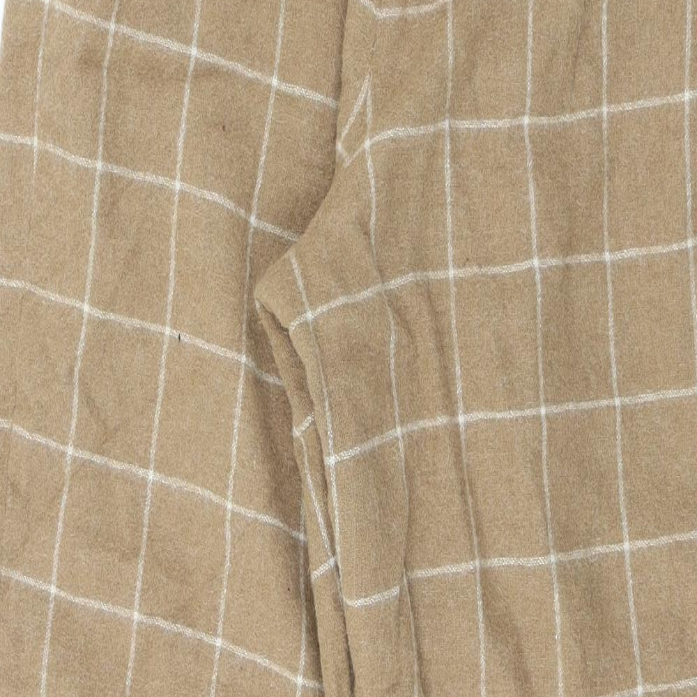 Andrea Jovine Womens Beige Check Wool Bloomer Trousers Size L L26 in Regular Zip