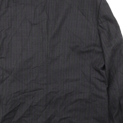 International Menswear Collection Mens Grey Striped Wool Jacket Suit Jacket Size 46 Regular