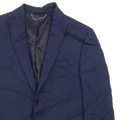 Zara Mens Blue Polyester Jacket Suit Jacket Size 40 Regular