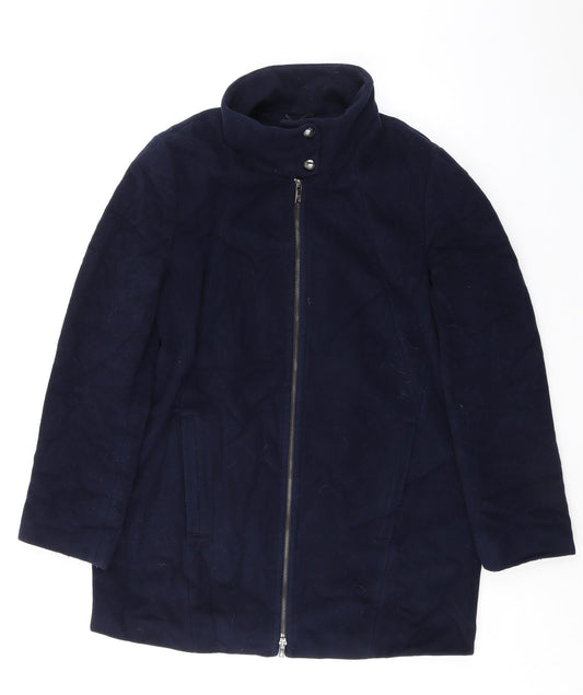 Gerry Weber Womens Blue Overcoat Coat Size 12 Zip
