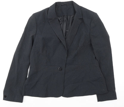 Florence+Fred Womens Black Striped Jacket Blazer Size 18 Button