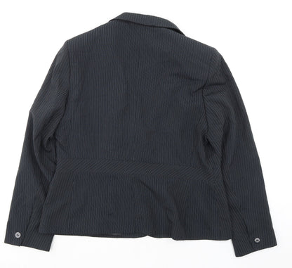 Florence+Fred Womens Black Striped Jacket Blazer Size 18 Button