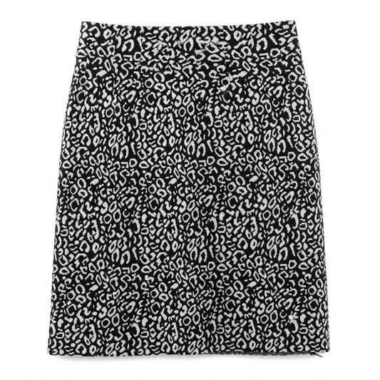 QED London Womens Black Geometric Cotton A-Line Skirt Size S
