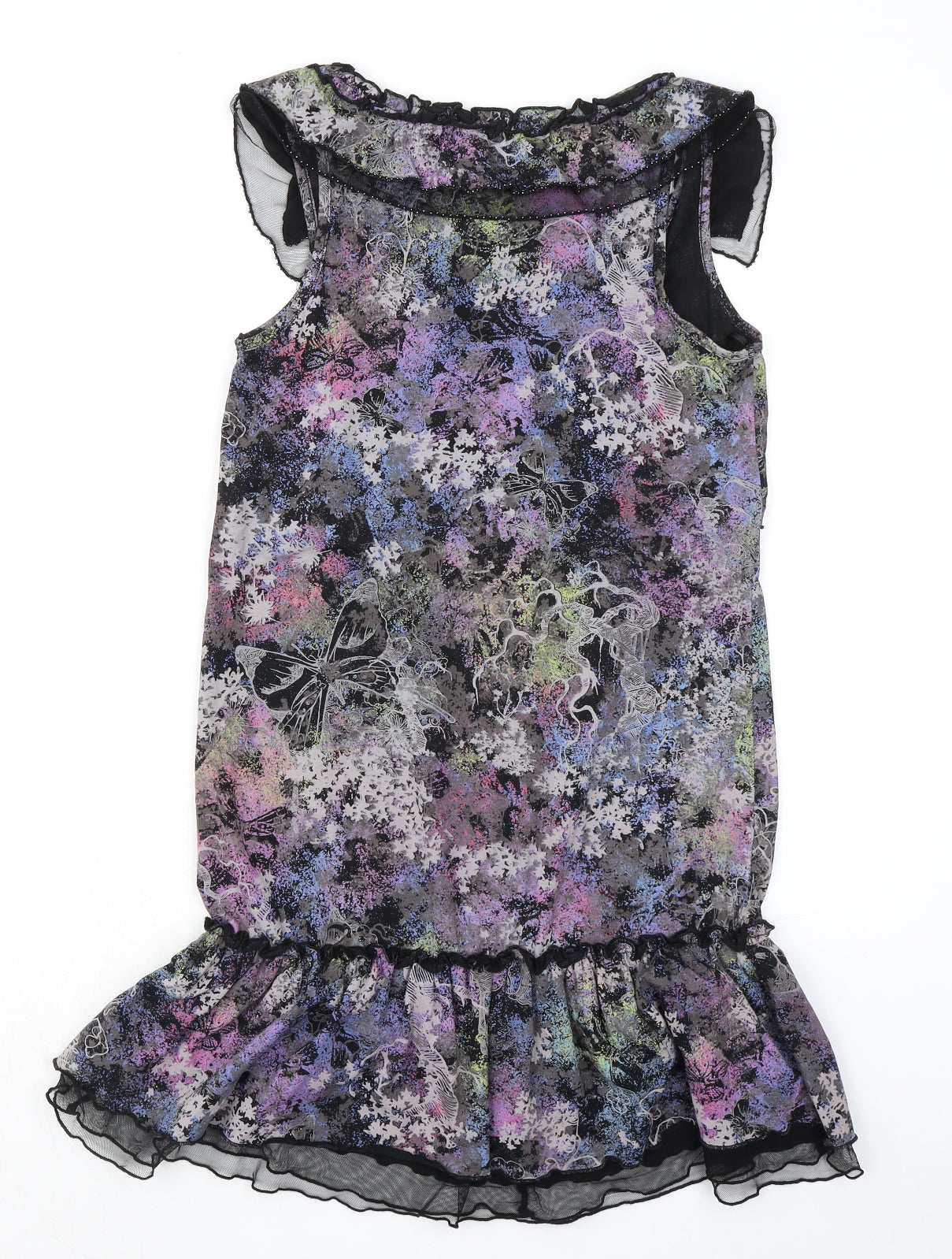 NEXT Womens Multicoloured Geometric 100% Cotton A-Line Size 8 V-Neck Pullover