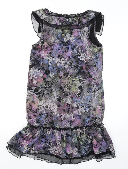 NEXT Womens Multicoloured Geometric 100% Cotton A-Line Size 8 V-Neck Pullover