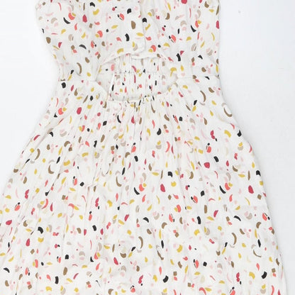 Marks and Spencer Womens Multicoloured Geometric Viscose Trapeze & Swing Size 8 Round Neck Button